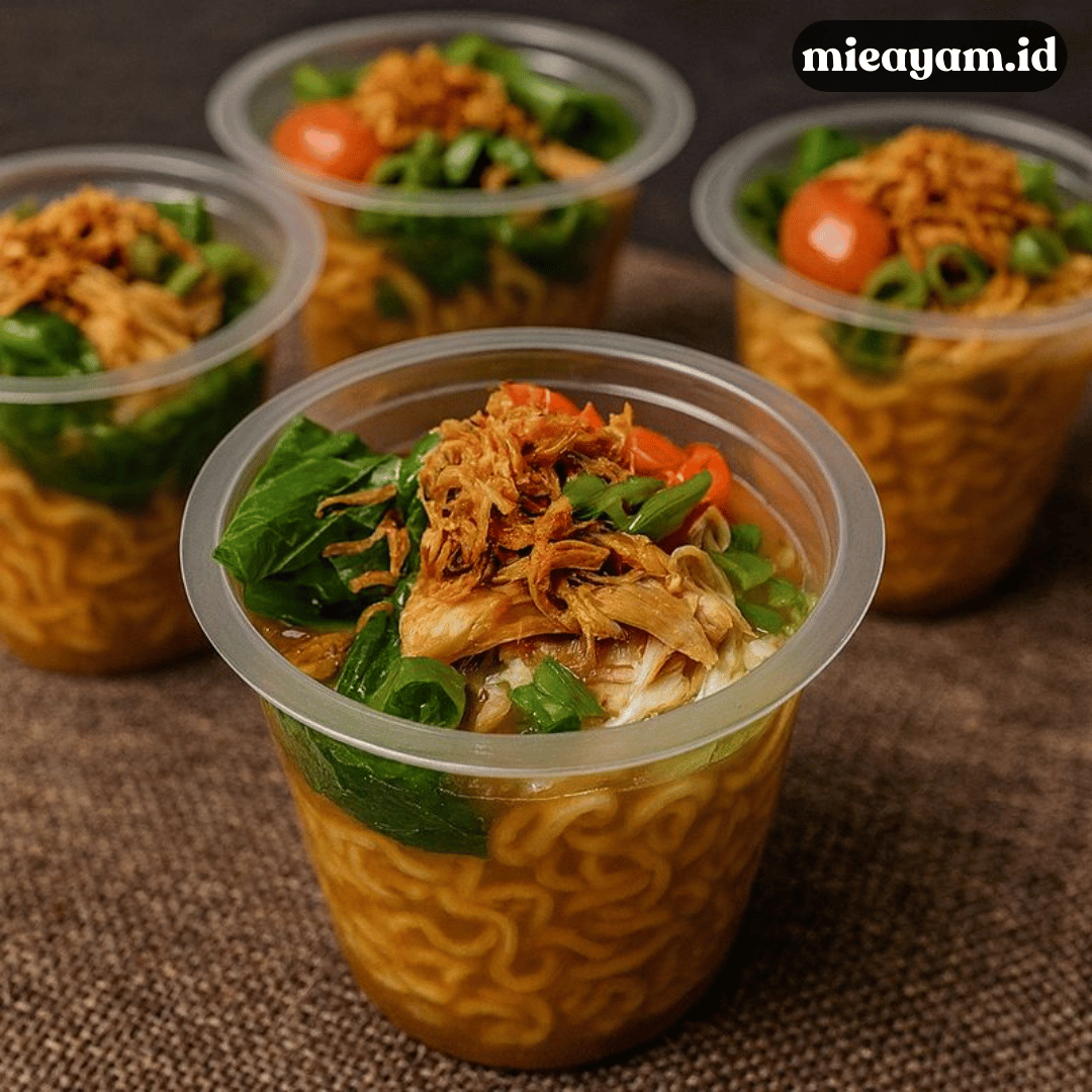 Mie Ayam Cup Mini, Camilan Kekinian Favorit Anak Muda